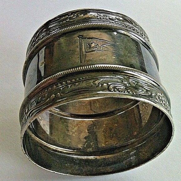 Silver Napkin Ring White Star Line Flag Shipping Ocean liners Titanic's Olympic - Picture 16 of 16